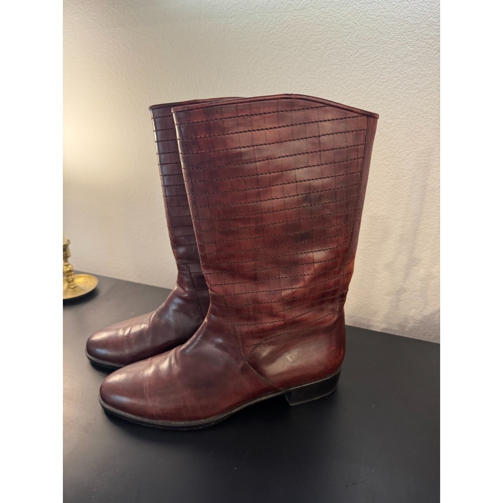 Lorenzo Banfi Men's 12 M Boot Brown Leather Round Toe Mid Calf Cowbody Western - Picture 2 of 10